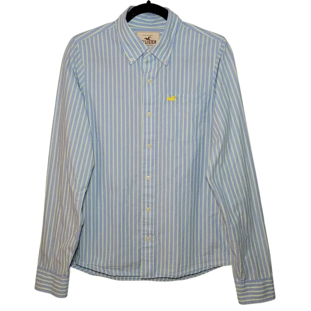 Hollister Mens Long Sleeve Striped Button Down Oxford Shirt Large Y2K Coastal - Picture 3 of 9